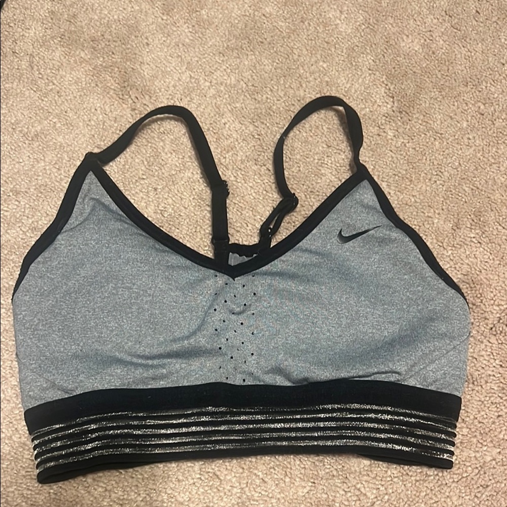Nike Gray and Black Sports Bra Moisture-Wicking Racerback